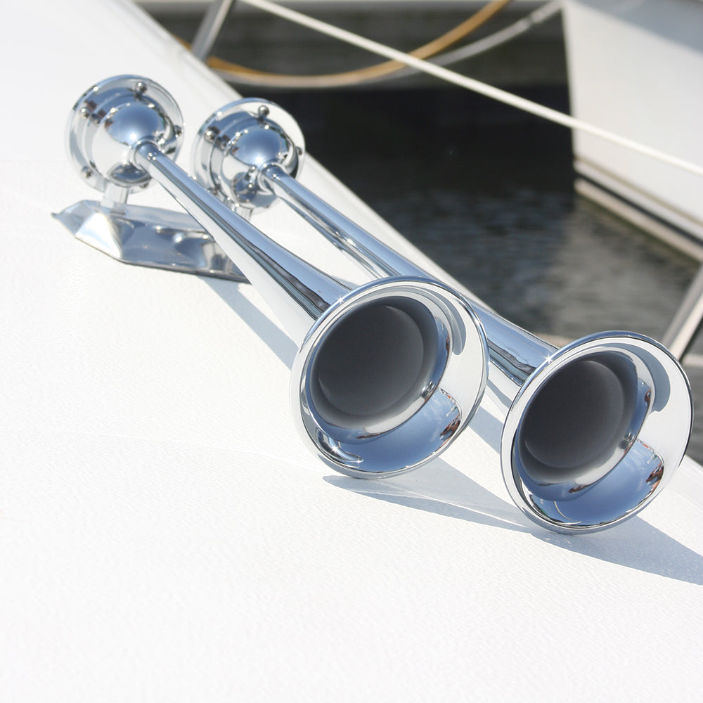 Marinco 24V Chrome Plated Dual Trumpet Air Horn - Lear Outdoors