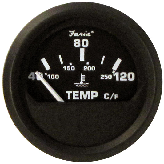 Faria Euro Black 2" Water Temperature Gauge - Metric (40 to 120° C)