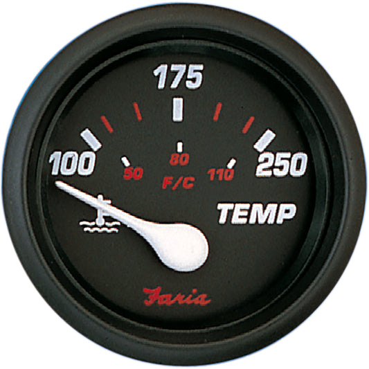 Faria Professional Red 2" Water Temperature Gauge