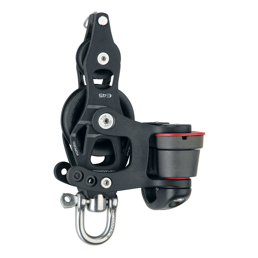 Harken 45mm Single Aluminum Element Fiddle Block w/Swivel, Becket & 150 Cam Cleat