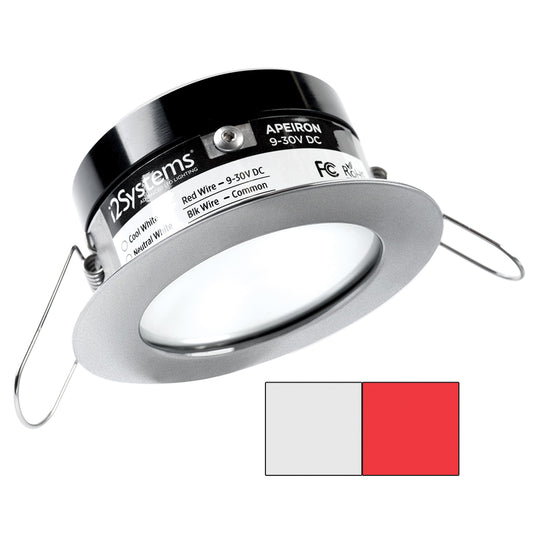 i2Systems Apeiron PRO A503 - 3W Spring Mount Light - Round - Cool White & Red - Brushed Nickel Finish - Lear Outdoors