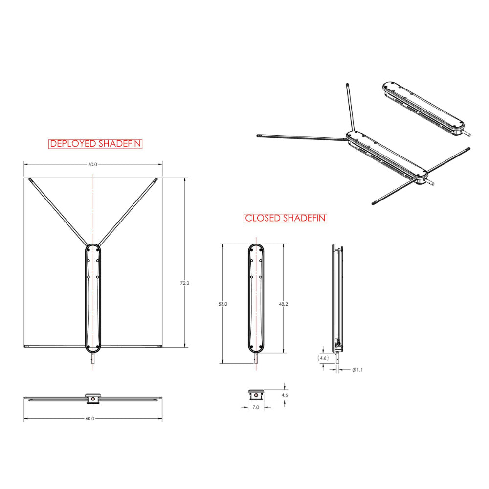 TACO ShadeFin w/White Fabric, Case & Fixed Rod Holder Mount Kit