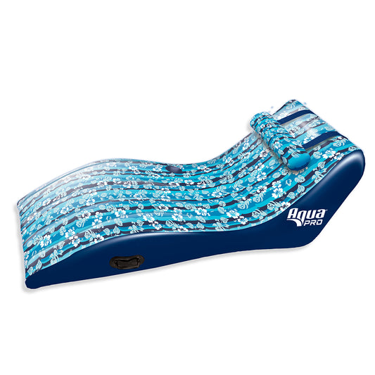 Aqua Leisure Ultra Cushioned Comfort Lounge Hawaiian Wave Print w/Adjustable Pillow - Lear Outdoors