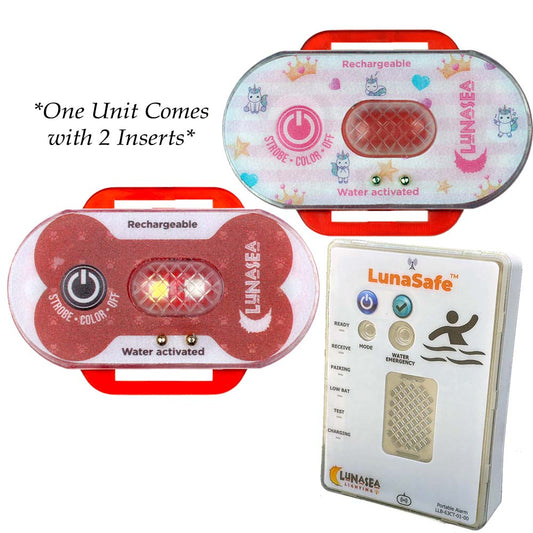 Lunasea Child/Pet Safety Water Activated Strobe Light w/RF Transmitter & Portable Audio/Visual Receiver - Red Case - Lear Outdoors