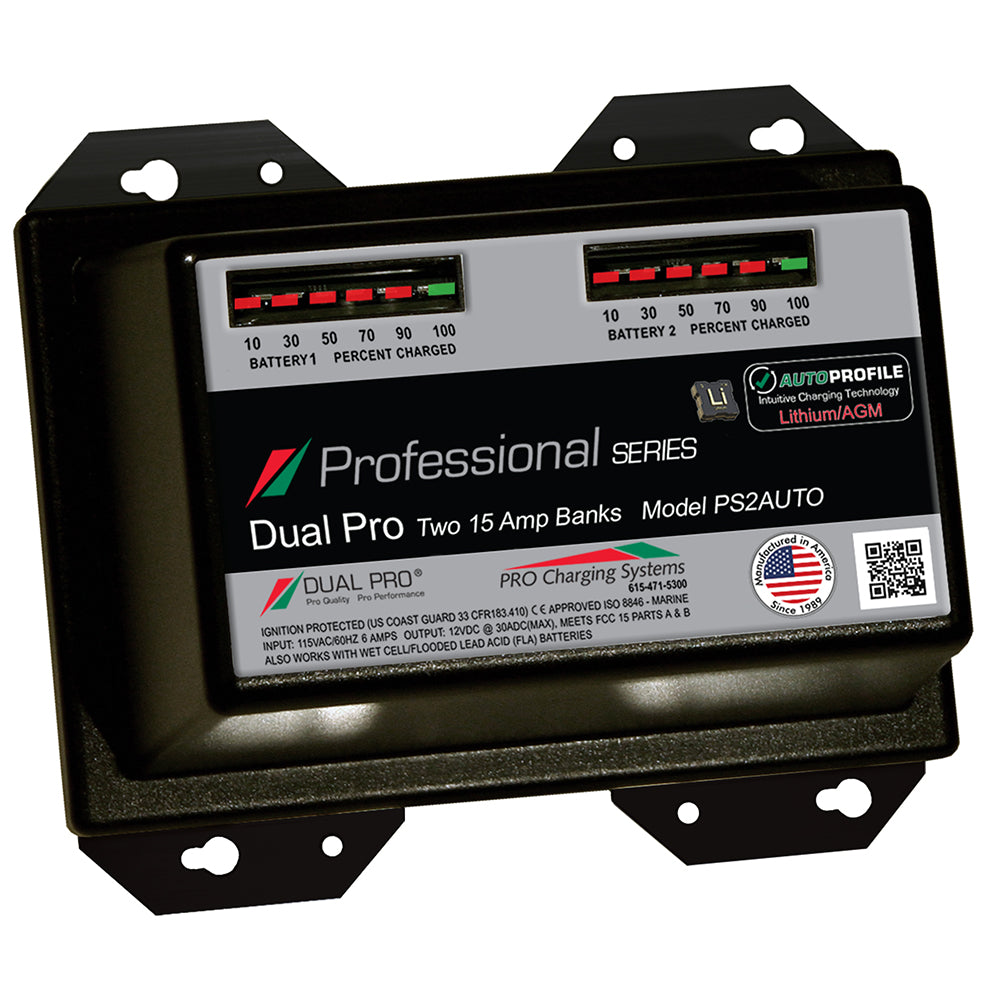 Dual Pro PS2 Auto 15A - 2-Bank Lithium/AGM Battery Charger - Lear Outdoors