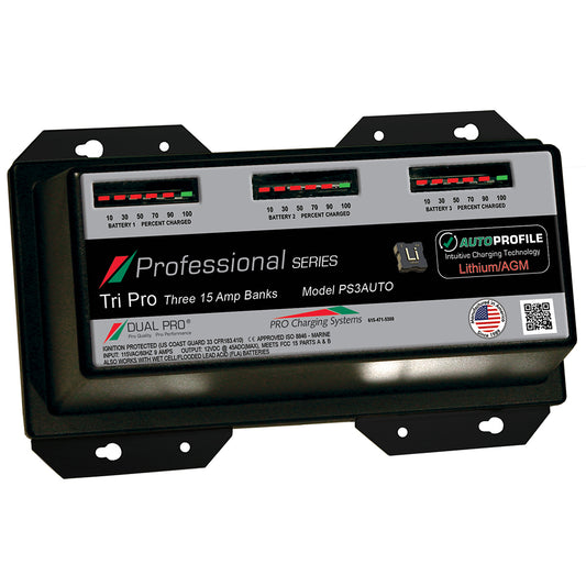 Dual Pro PS3 Auto 15A - 3-Bank Lithium/AGM Battery Charger - Lear Outdoors