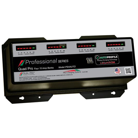 Dual Pro PS4 Auto 15A - 4-Bank Lithium/AGM Battery Charger - Lear Outdoors