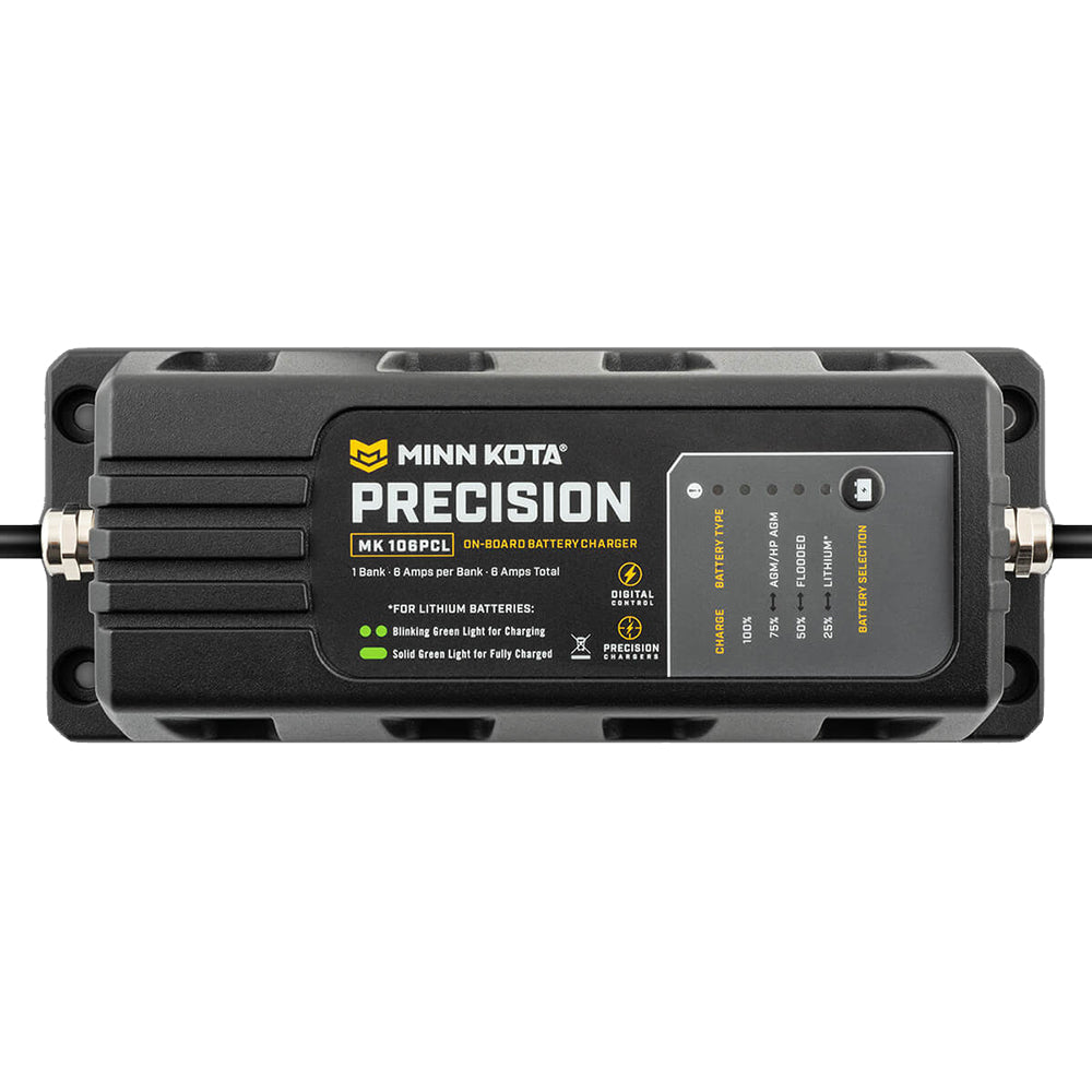 Minn Kota On-Board Precision Charger MK-106 PCL 1 Bank x 6 AMP LI Optimized Charger - Lear Outdoors