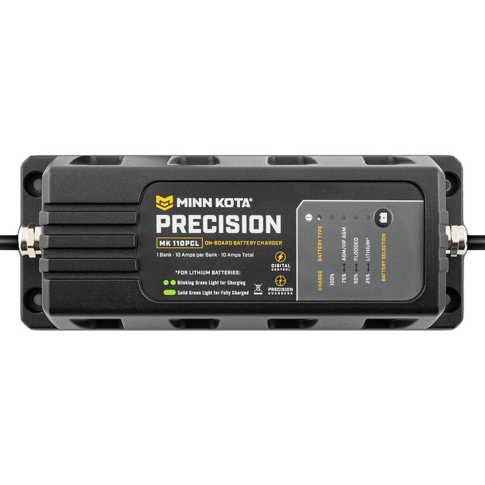 Minn Kota On-Board Precision Charger MK-110 PCL 1 Bank x 10 AMP LI Optimized Charger - Lear Outdoors