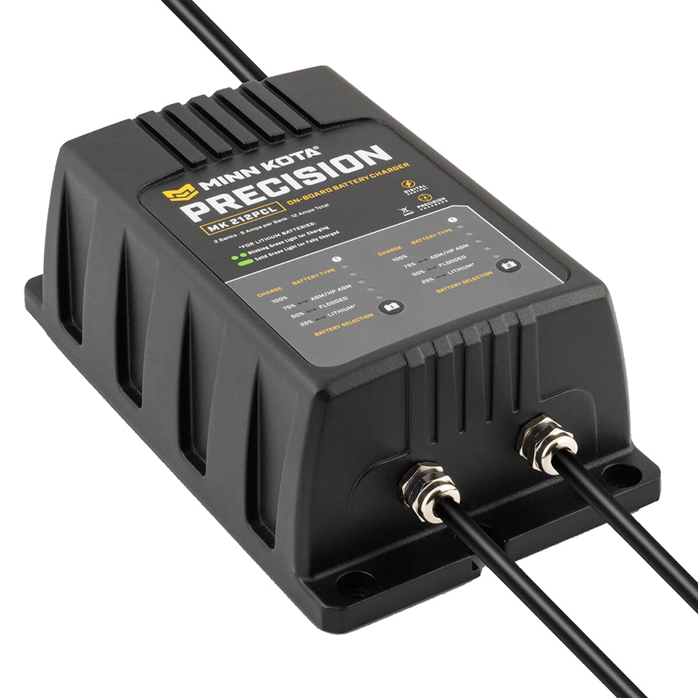 Minn Kota On-Board Precision Charger MK-212 PCL 2 Bank x 6 AMP LI Optimized Charger - Lear Outdoors