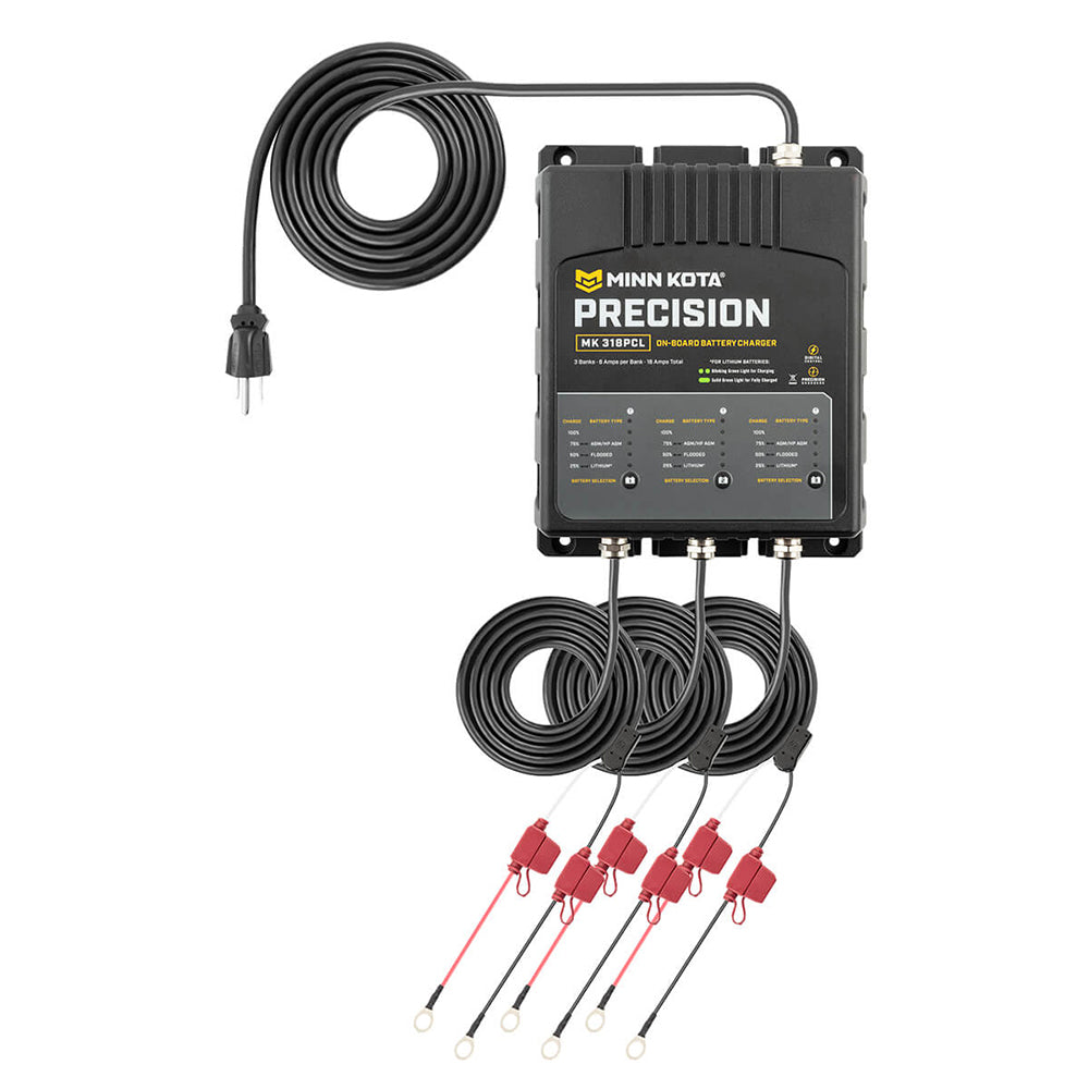 Minn Kota On-Board Precision Charger MK-318 PCL 3 Bank x 6 AMP LI Optimized Charger - Lear Outdoors