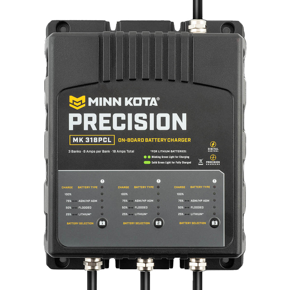 Minn Kota On-Board Precision Charger MK-318 PCL 3 Bank x 6 AMP LI Optimized Charger - Lear Outdoors