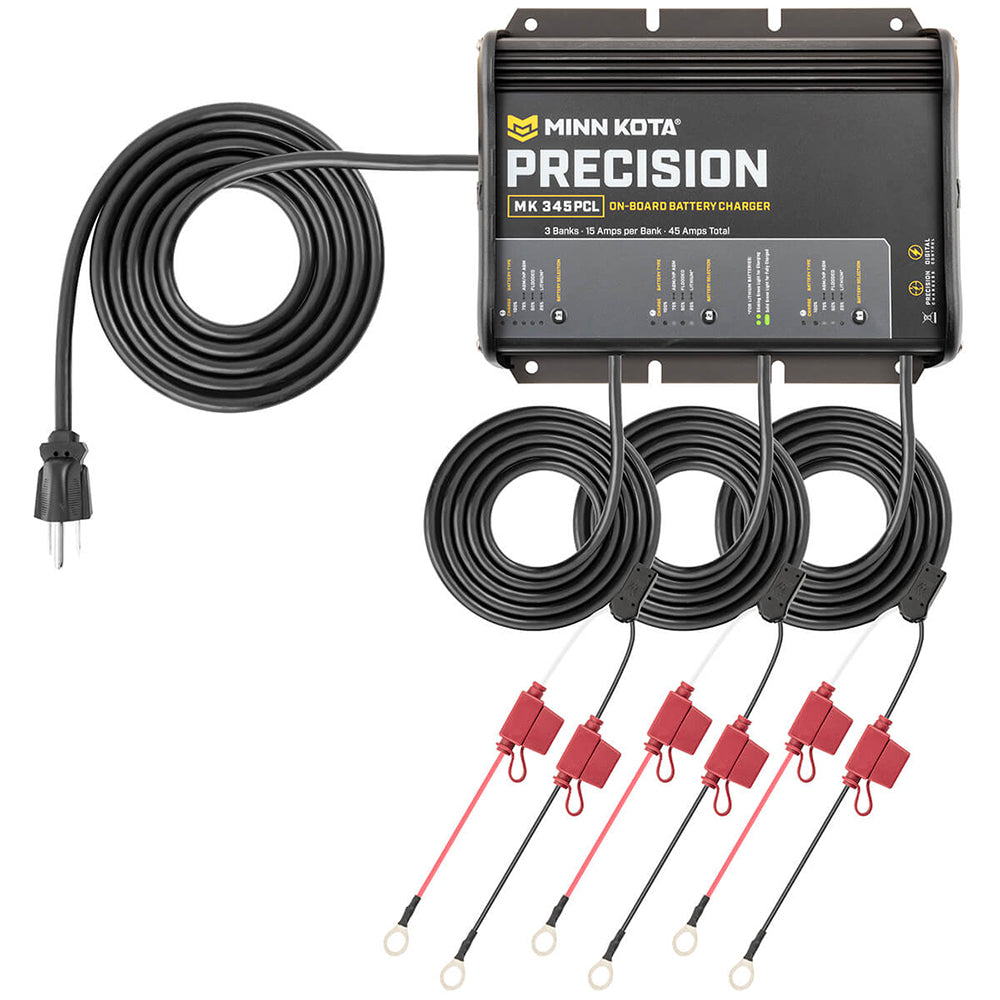 Minn Kota On-Board Precision Charger MK-345 PCL 3 Bank x 15 AMP LI Optimized Charger - Lear Outdoors