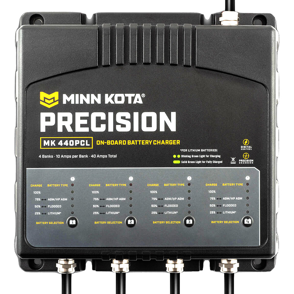 Minn Kota On-Board Precision Charger MK-440 PCL 4 Bank x 10 AMP LI Optimized Charger - Lear Outdoors