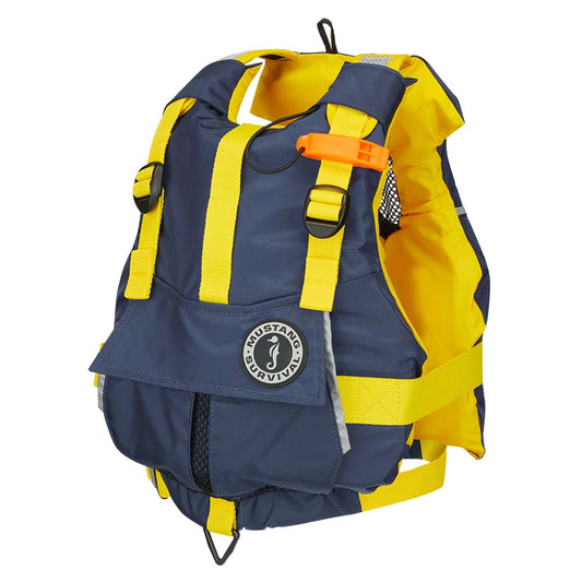 Mustang Youth Bobby Foam Vest - Yellow/Navy - Lear Outdoors