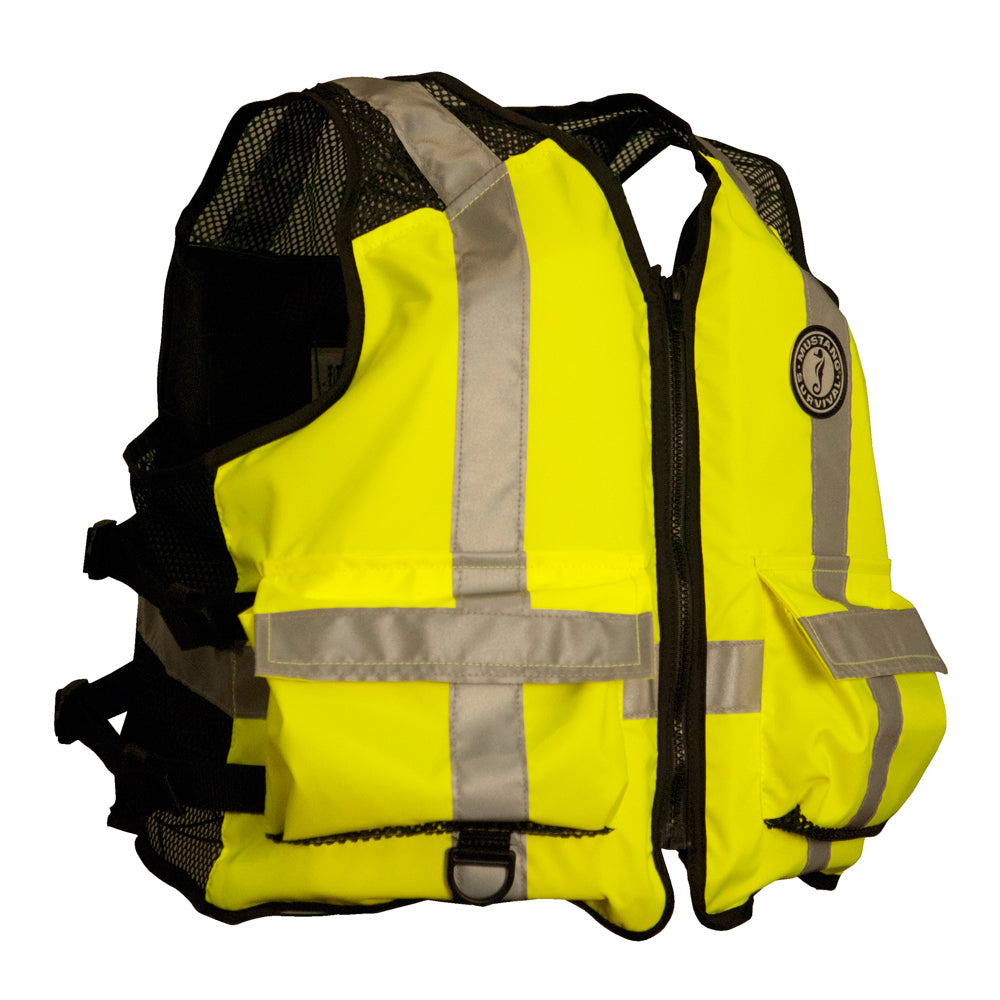 Mustang High Visibility Industrial Mesh Vest - Fluorescent Yellow/Green/Black - Small/Medium - Lear Outdoors