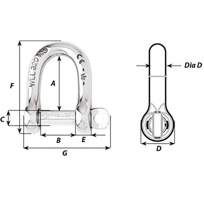 Wichard Self-Locking D Shackle - Diameter 8mm - 5/16"