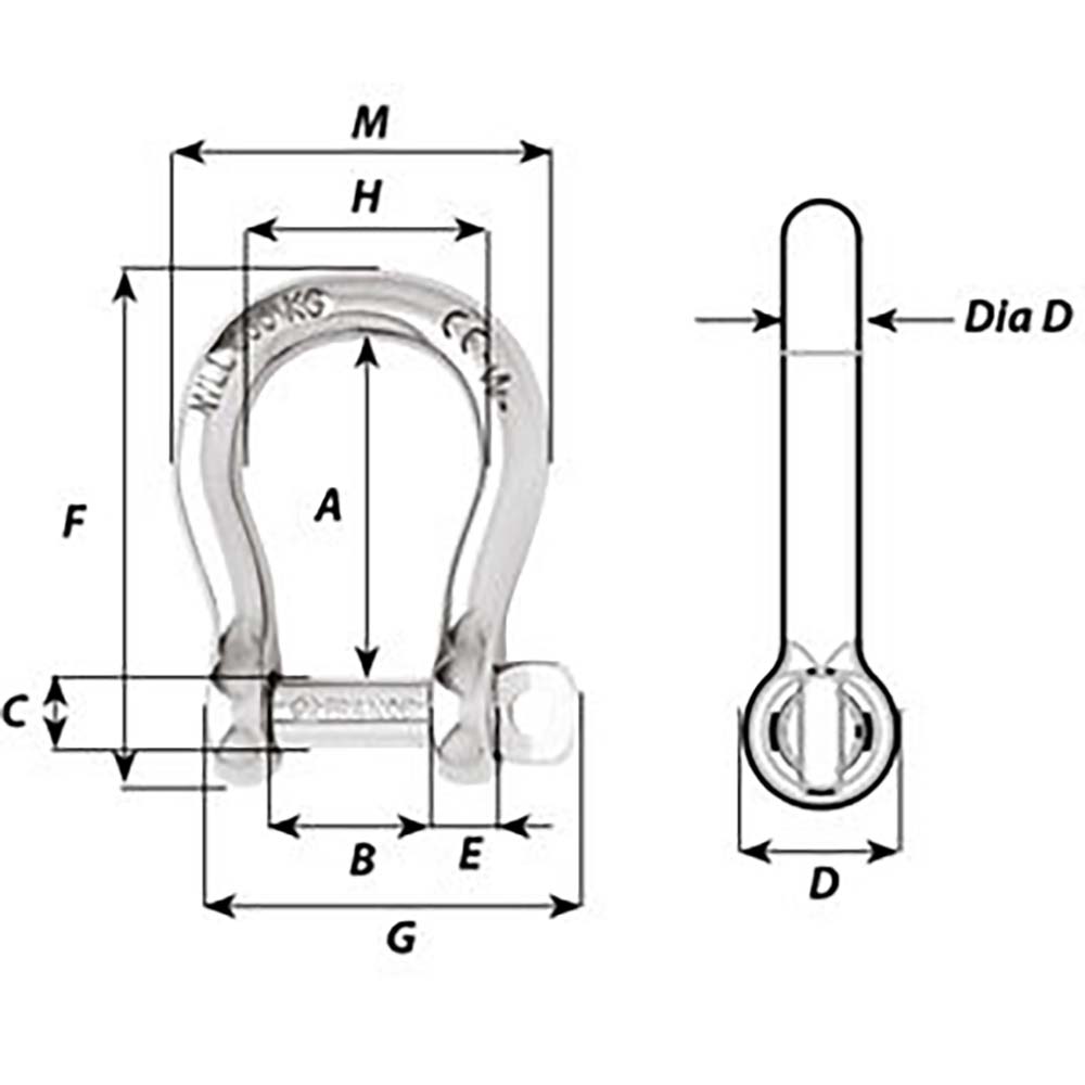 Wichard Self-Locking Bow Shackle - Diameter 4mm - 5/32"