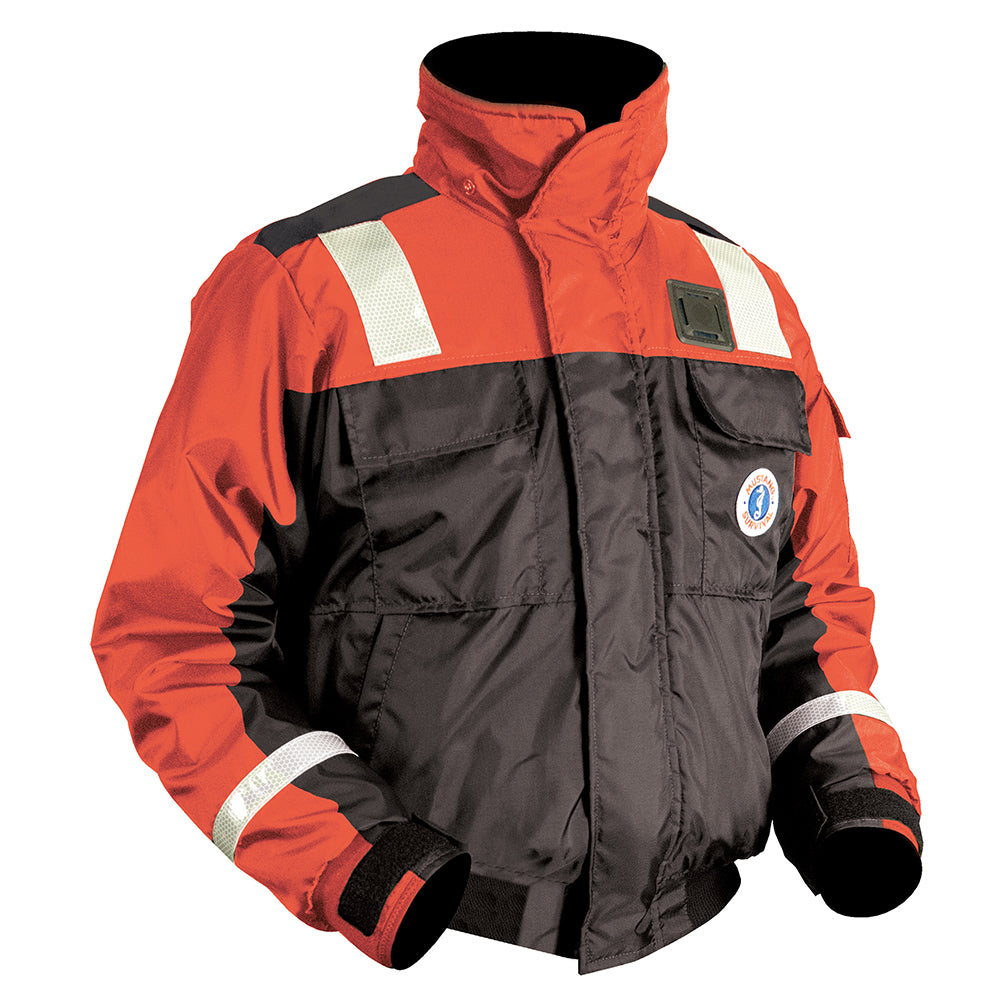 Mustang Classic Flotation Bomber Jacket w/Reflective Tape - Orange/Black - Large - Lear Outdoors