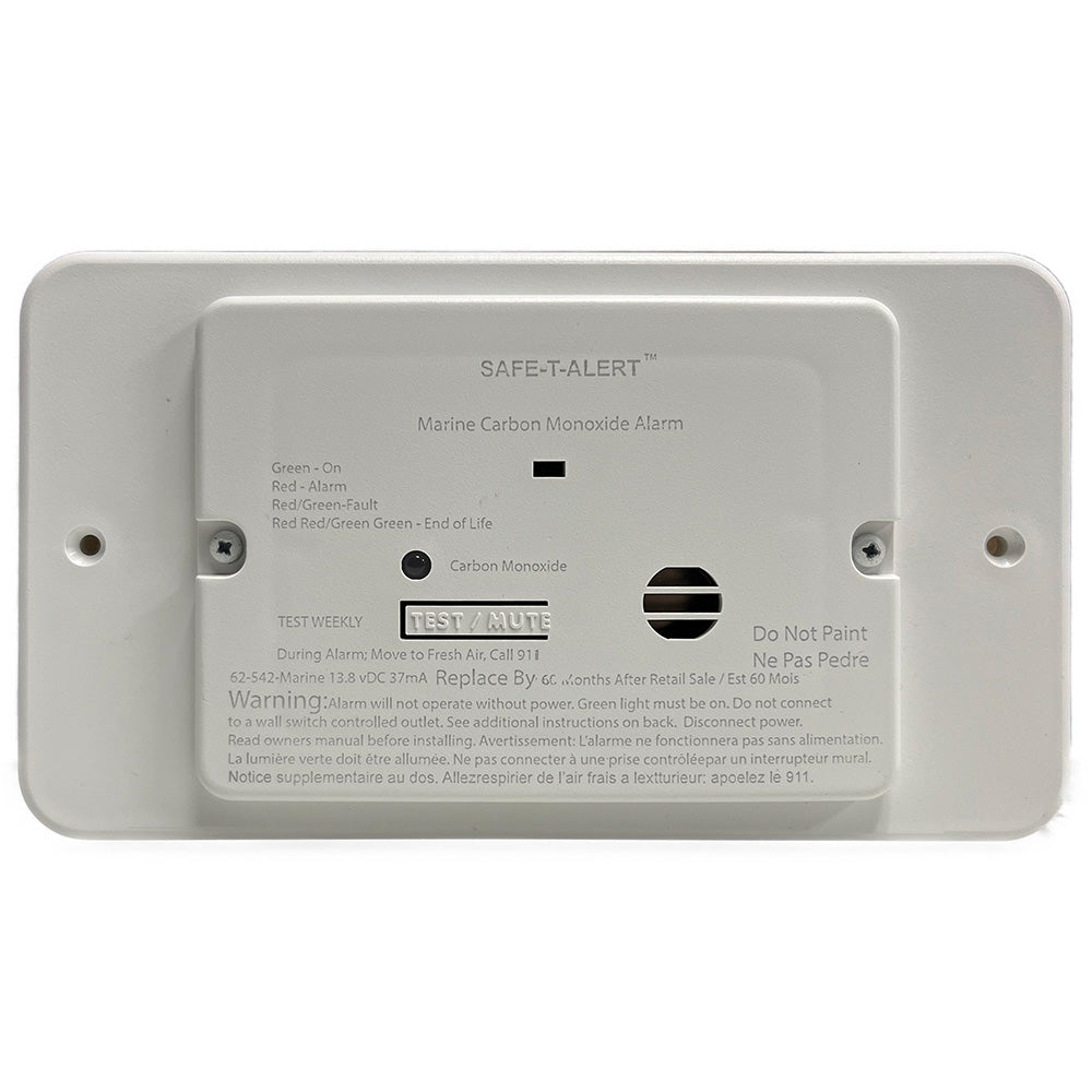 Safe-T-Alert 62 Series Marine Carbon Monoxide - White - Flush Mount - 12V w/Trim Ring - Lear Outdoors