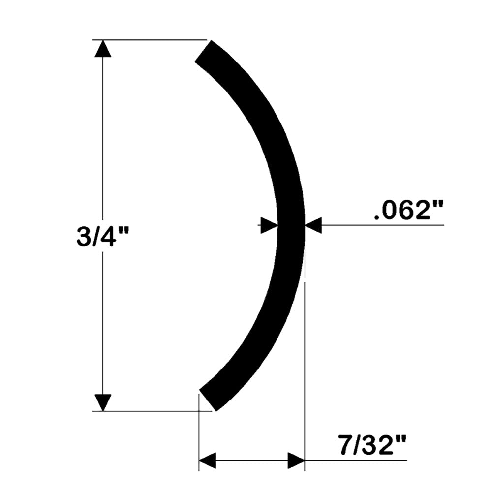 TACO Hollow Back 304 Stainless Steel Rub Rail Insert 3/4" x 6'