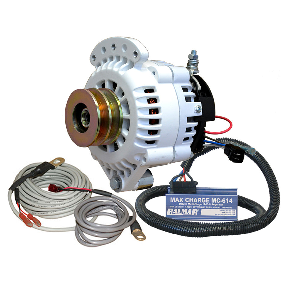 Balmar Alternator 100 AMP Kit 12V 1-2" Single Foot Spindle Mount Dual Vee Pulley Regulator & Temp Sensor