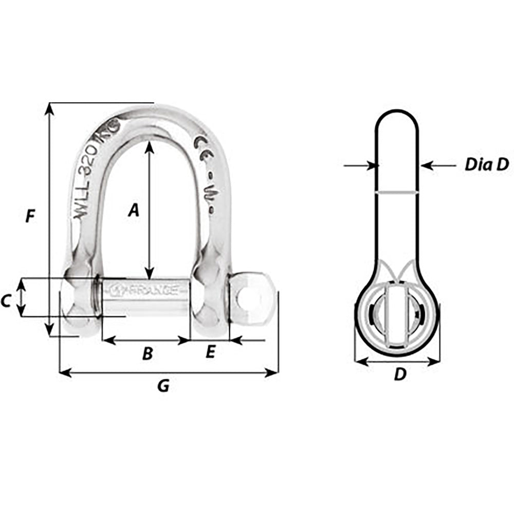 Wichard Self-Locking D Shackle - 12mm Diameter - 15/32"