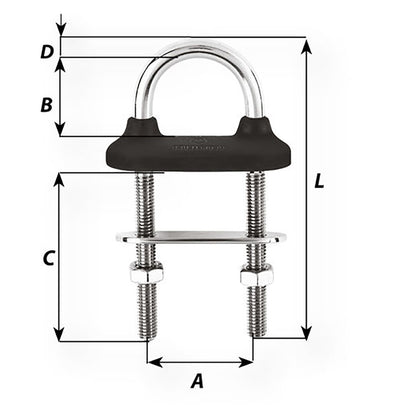 Wichard Black Watertight U-bolt - 5mm Diameter - 13/64" - 60mm Length - 2-23/64"