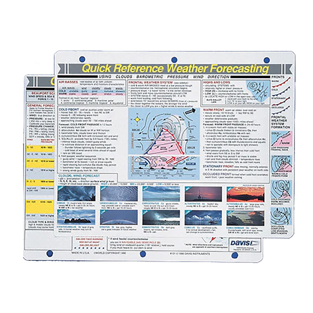 Davis Quick Reference Weather Forecasting Card