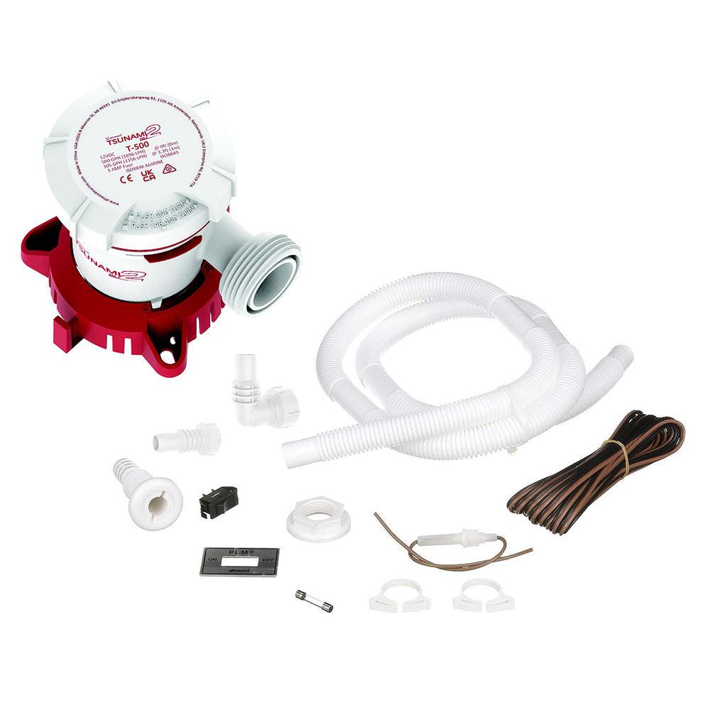 Attwood Tsunami MK2 T500 Manual Bilge Pump w/Installation Kit - 500 GPH & 12V - Lear Outdoors