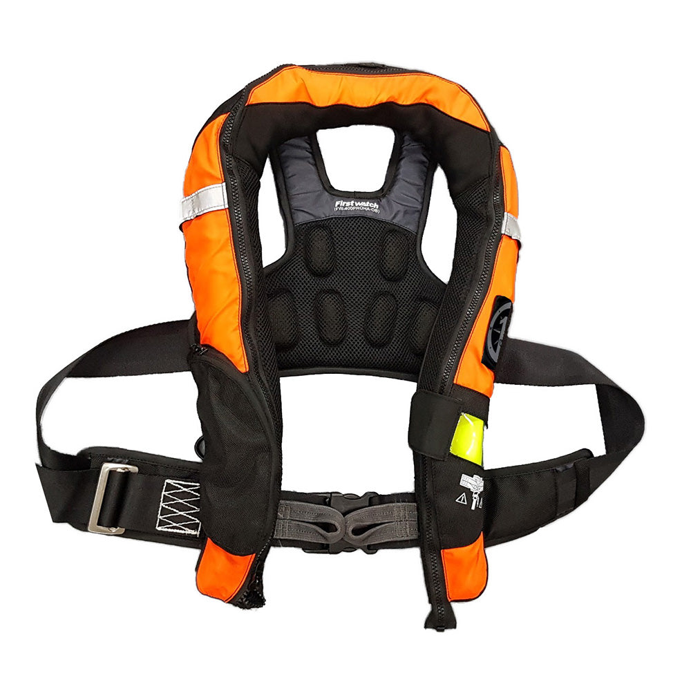 First Watch FW-40PRO Ergo Auto Inflatable PFD w/Harness - Hi-Vis Orange & Black - Lear Outdoors