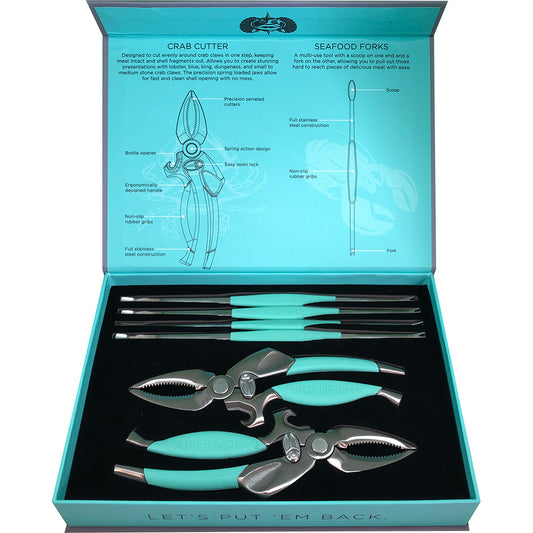 Toadfish Crab/Lobster Tool Set - 2 Shell Cutters & 4 Seafood Forks - Lear Outdoors