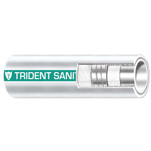 Trident Marine 1-1/2" Premium Marine Sanitation Hose - White with Green Stripe - Sold by the Foot